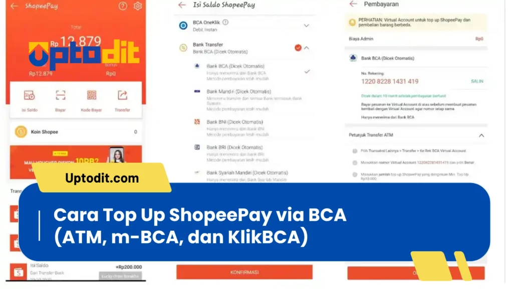 Cara Top Up ShopeePay via BCA (ATM, m-BCA, dan KlikBCA)